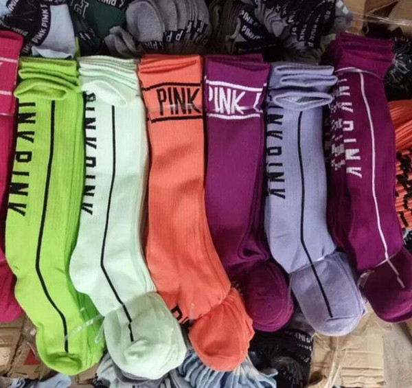 Women Girls Pink Knee High Long Socks Sports Cheerleaders Socks Sports Football Skateboard Winter Spring Stockings for Ladies