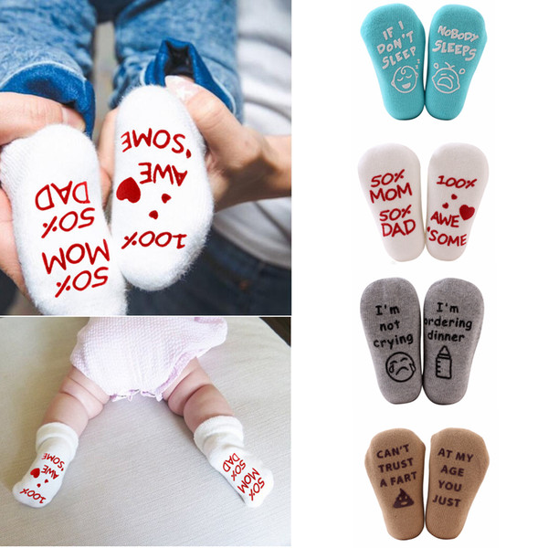 4styles Letter Baby Socks english Kids Winter Warm Newborn Socks Soft Toddler floor Sock casual Baby Foot Warmer FFA2884