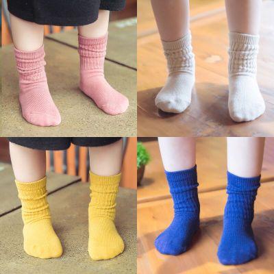 Infant Baby Children's Cute Autumn and winter high rubber children's socks cotton fashion tube socks pure color thick pileloose socks vivi