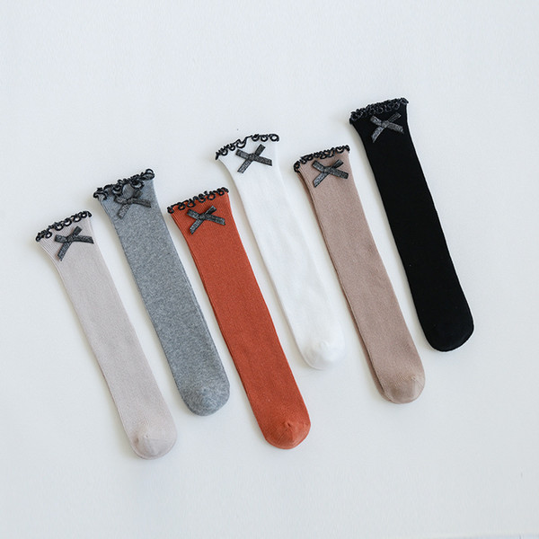 New baby stockings warm knee-high elastic legs spring summer autumn cotton baby socks children pile socks 6 colors