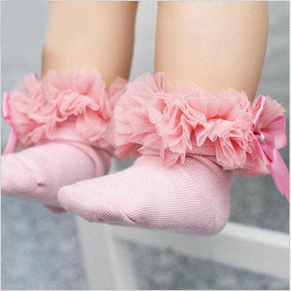 Tukla Spring new tutu lace sock net yarn lovely short socks baby cotton sweet bow knot girls socks children clothing accosseries