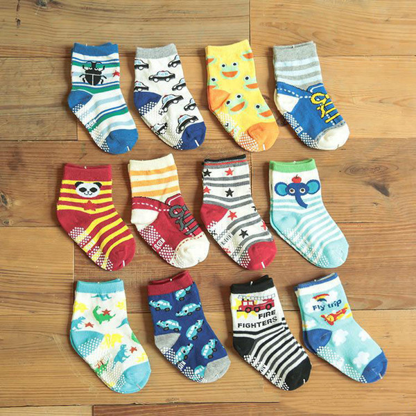 12 Style Cotton Pattern Baby Socks Rubber Slip-resistant Floor Socks Cute Cartoon Small Kid Socks 1--3 Baby