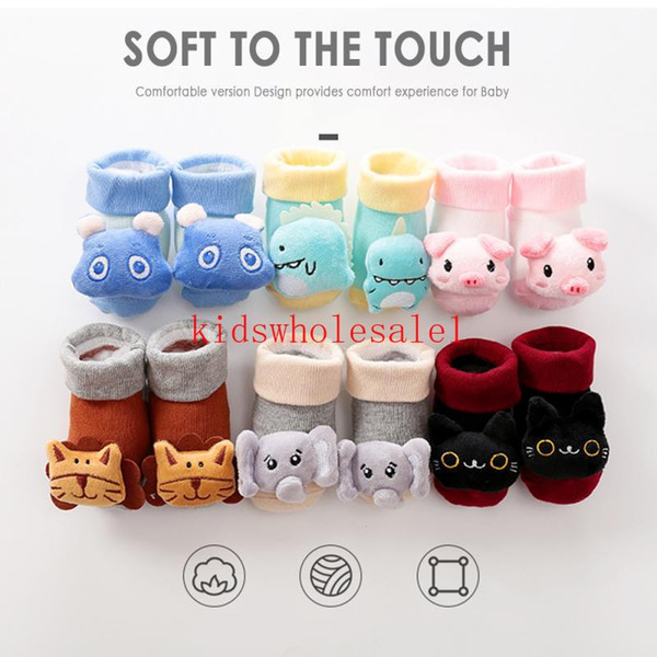 Newborn Baby Cotton Socks Long Tube Warm Socks Cartoon Animal Floor Non-slip Socks Cartoon Bell Baby Soft Cute Boots Baby Gift