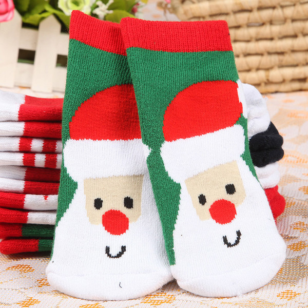 2019 Christmas Cotton Socks Baby Girls Boys Warm Winter Autumn Children Striped Terry Snowflake Elk Santa Claus Bear Socks