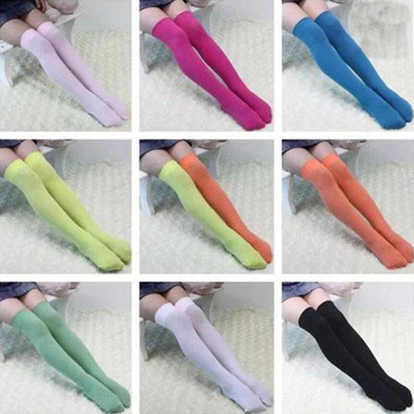 Wholesale-Cute Kids Children Girls Fashion Opaque Knit Over Knee Thigh High Sock