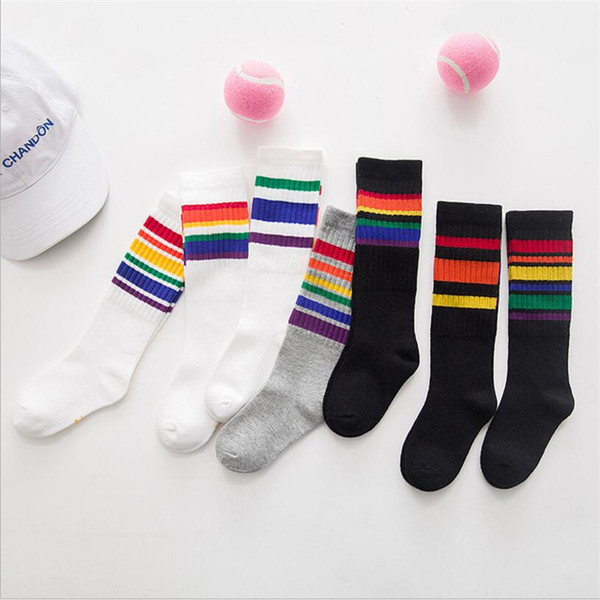 INS hot sale Baby Socks Cotton Children sport Socks For Girls Boys Unisex Toddler 0-8Years Kid rainbow stripe socks SH190916