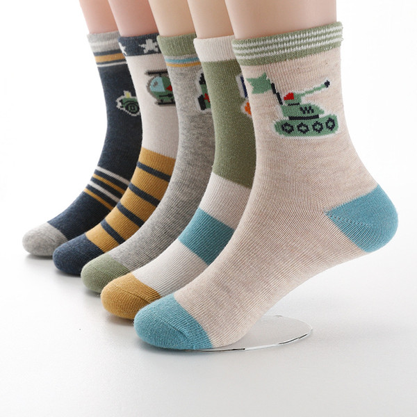 2019 New Spring Autumn Children Socks Hot Cotton Stripe Boys Socks 3-15 Year Kids For Girls 5 Pairs / lot