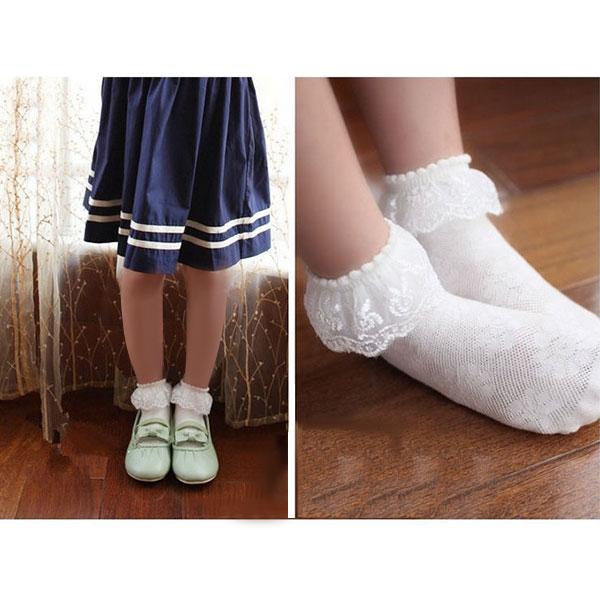 Baby Socks Sweet Kids Toddlers Girls Pierced Lace Soft Cotton Children's Socks Durable Hosiery YJS Dropship