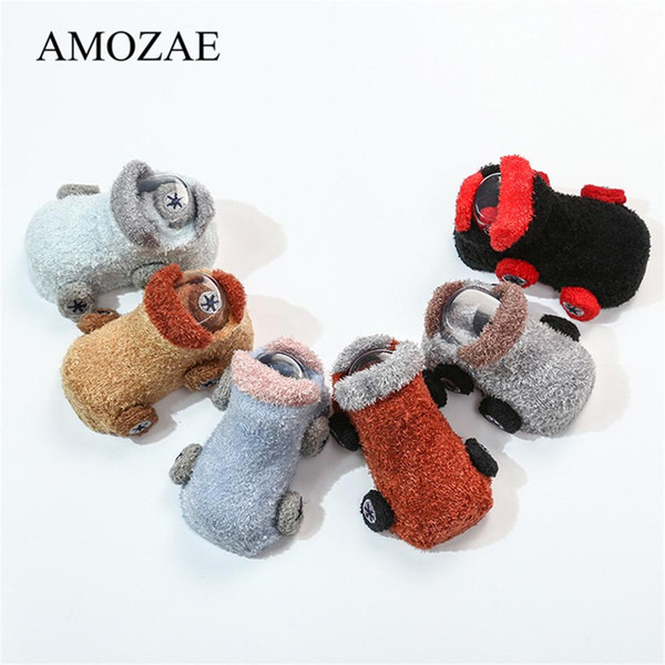 Fashion Soft Coral Fleece Baby Socks Cute Car Pattern Baby Girls Boys Socks Newborn Comfortable Sox Size S (0-12M) M (13-24M)