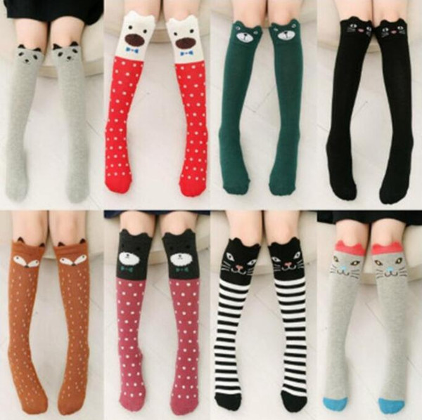 Girls Knee High Socks Fox Cartoon Animal Stockings Princess Cotton Long Socks Kids Fashion Sports Leggings Leg Warmers Tights Socks C7141