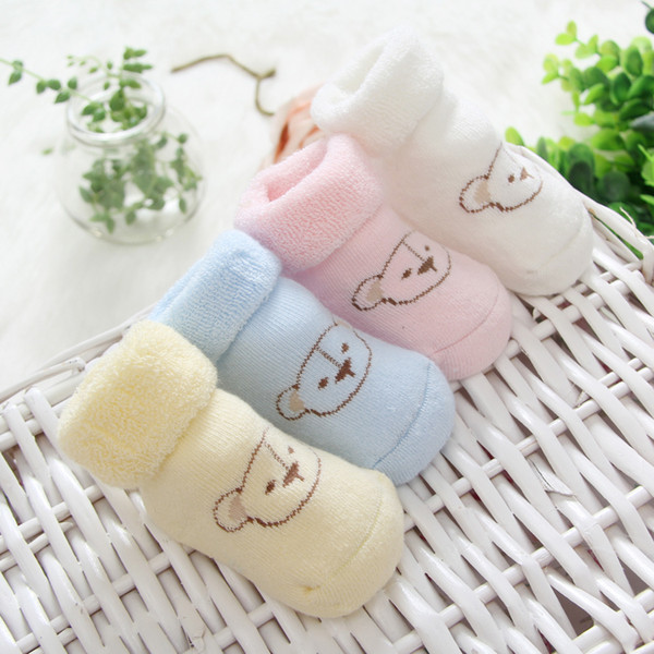 (4pairs/lot) Autumn and winter child loop pile boneless kid's 100% cotton newborn baby thermal socks