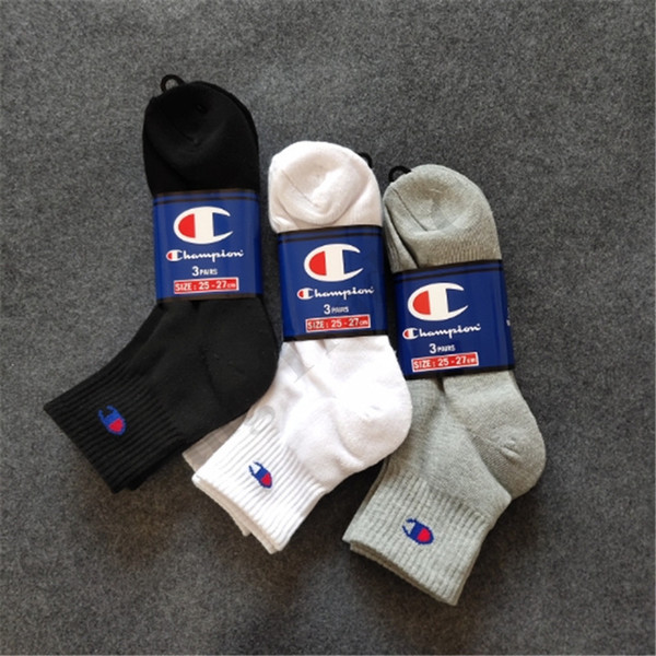 Champion Brand Unisex Cotton Middle Long Socks 3Pairs/Lot Sneaker Men Women Casual Sports Sock Mid Tube Stockings Autumn Winter C102204