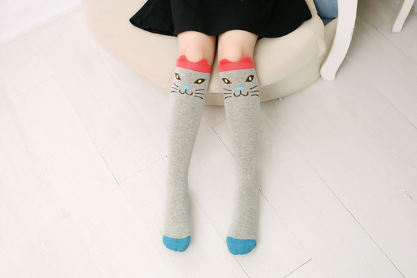 100Pairs Top Quality Baby Girl Knee High Fox Socks Cartoon Animal Socks Autumn Winter Bear Socks Baby Leg Warmers W1129