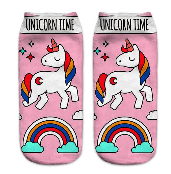 3D Printed Unicorn Socks Cute Unicorn Pattern Ankle Socks for Men Women Teenager Low Cartoon Cute Ankle Sock Funny Ankle Cotton Socks