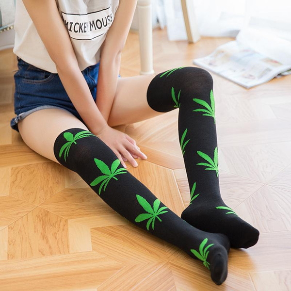 Multicolor Maple Leaf Knee-high socks Girls fashion jacquard over-the-knee socks for teenage adult family matching look