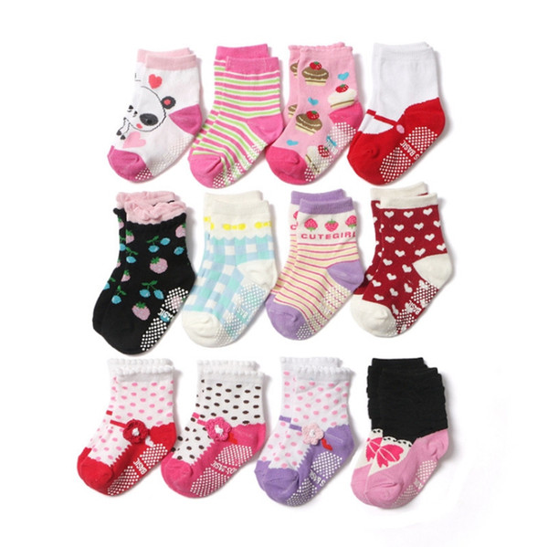 Baby Girl Socks Cartoon Toddler Floor Socks Anti Slip Girls Sneaker Sock Princess Footsocks Infant Footwear Baby Clothing DW4742