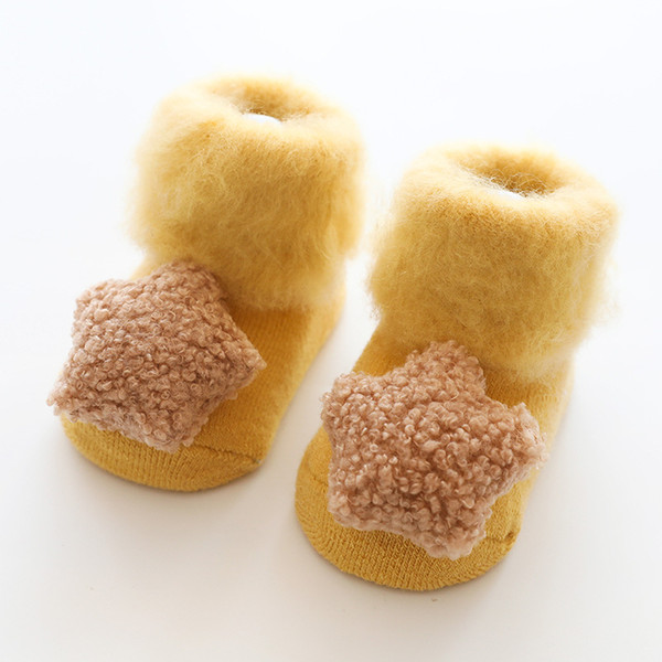 Toddler First Walkers socks winter warm sock shoes with fur baby booties solid Newborn baby shoes