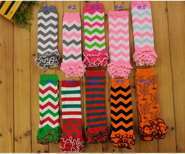 Baby Leg Warmers Christmas Halloween Chevron Zig Zag Cotton Infant Toddle Ruffle Leg Warmers For Girls boys mix Colors