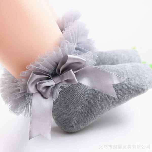 2019 Infant Toddler Baby socks Girls Kids Princess Bowknot Lace Floral Short Socks Cotton Ruffle Frilly Trim Ankle2019 Infant Toddler Baby