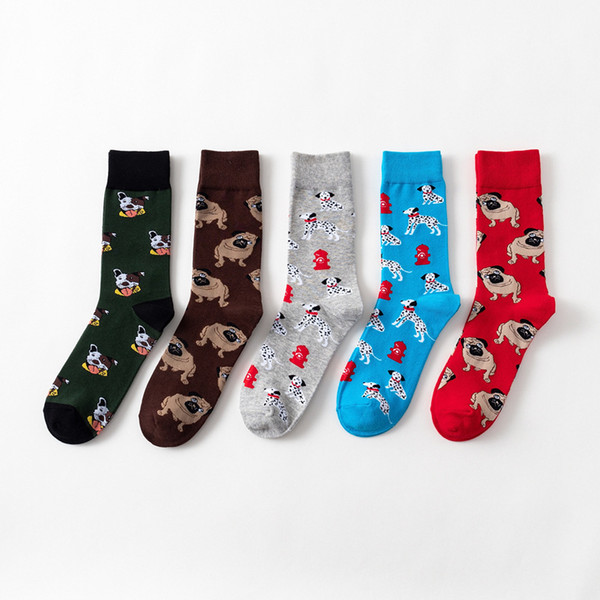 Unsex Colorful Dog print socks Men and women Funky Winter Socks Novelty cartoon Mid cotton Socks LJJA2689-16