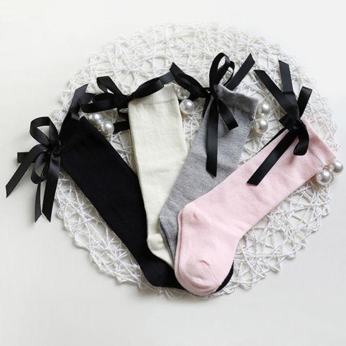 Newborn Kids Baby Girl Toddler Kids Knee High Long Socks Cotton Cute Bow Girls Socks Autumn 0-7 Years