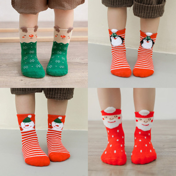 6PCS/SET Kids socks new baby boy girl Winter socks children stocks good quality Cotton Soft Sock Candy-colored striped Christmas socks