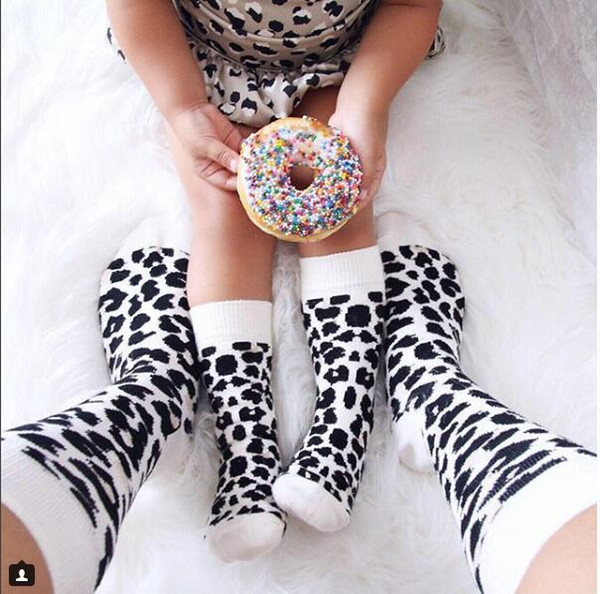 Leopard Printed Unisex hose Parents and children Middle tube Cotton Socks Family combing Stockings Kids Children Socks SK09