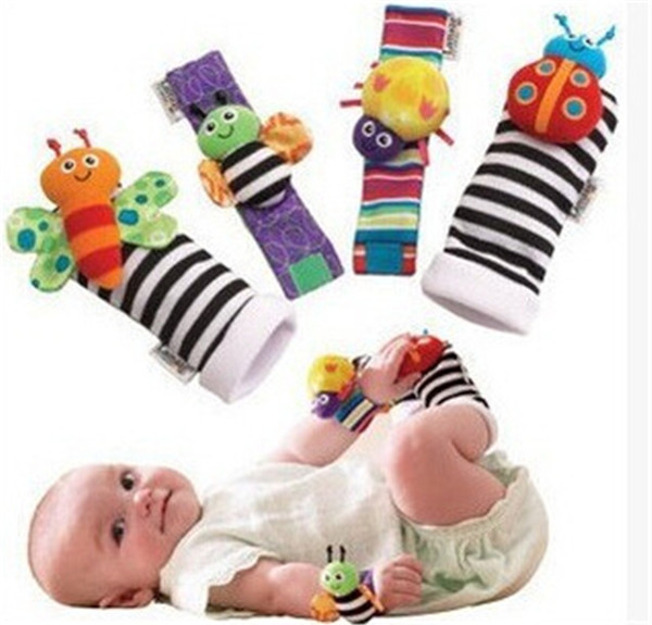 Baby toy Wristband Cute Animal Watch Belt With Rattling Ringing Socks Belts set Newborns Toy Fiber Cotton Plush infant Foot Socks set SK03