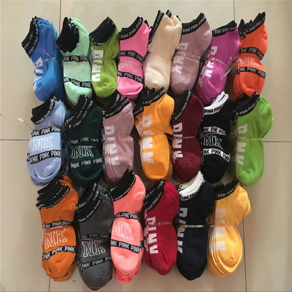 Love Pink Ankle Socks Sports Cheerleaders Short Sock Girls Cotton Sports Socks Pink Skateboard Sneaker Stockings Fast DHL Shipping B11