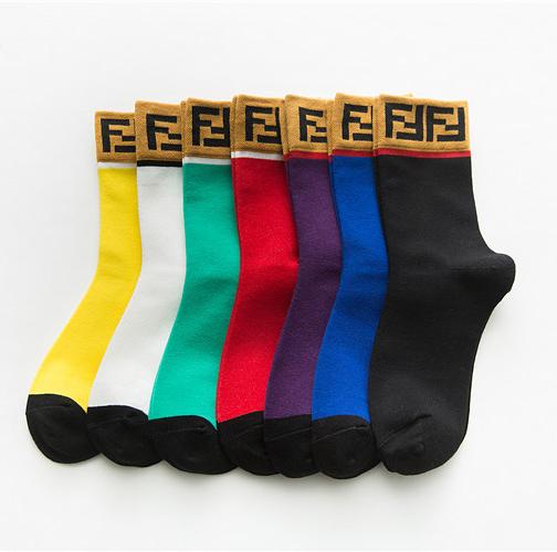 Autumn and winter couple socks cotton European and American letters double F men's tube socks personality fashion trend short socks