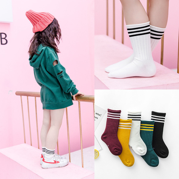 Spring and autumn new cotton striped cartoon baby sports socks are suitable for girls aged 3-12, 10 pairs/batch free delivery