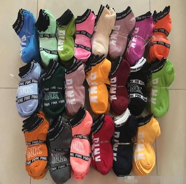 Pink love Socks Fashion Women Sports Socks Victoria short Sports socks secrets boat ankle sock 30 Pairs free shipping