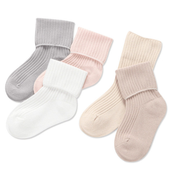 Baby girls socks 2019 spring new kids cotton 3/4 high casual socks boys vertical stripe knitted socks newborn kids sock 0-3T F3787