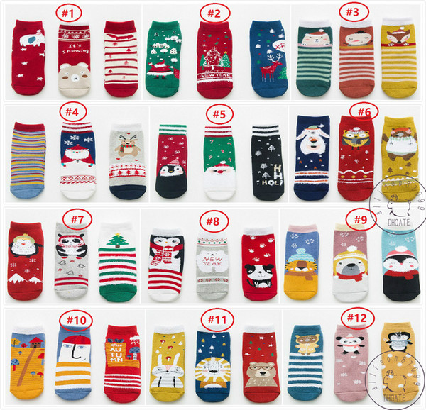 Christmas Kids Socks Children Terry warm socks Xmas Cute Cartoon Santa Animals Fox Bear 2018 Winter 1-12years Wholesale