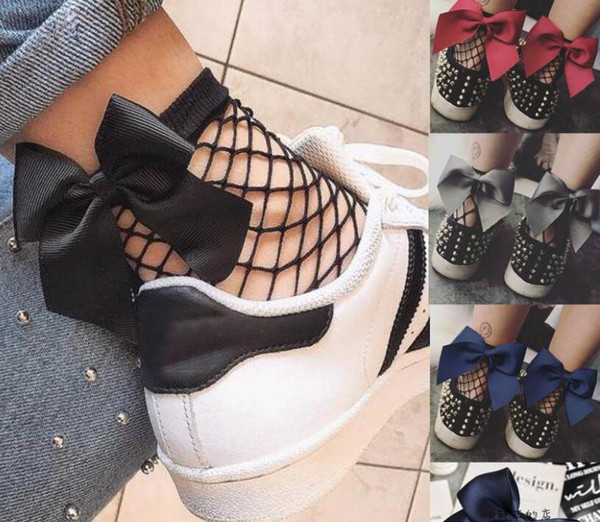 Fishnet Ankle High Socks Bow Tie Socks Fashion Girl Ruffle Fishnet Ankle High Mesh Lace Fish Net Short