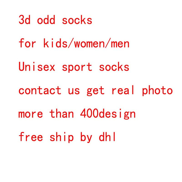 DHL 3d socks kids women men hip hop sock 3d odd cotton skateboard socks printed Unisex socks