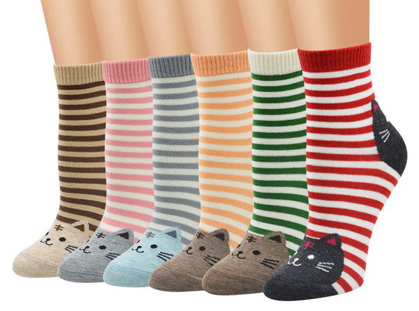 6 styles New fashion various style women men casual cotton socks cute cats winter autumn knit socks