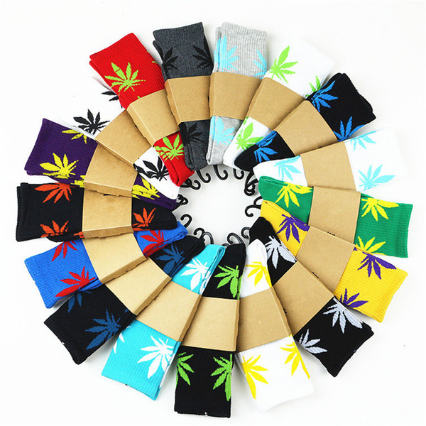 36 Colors Maple Leaf Hiphop Sport Socks For Men and Women 3D Plantlife Sreet Basketball Socks With High Quality Free Shipping