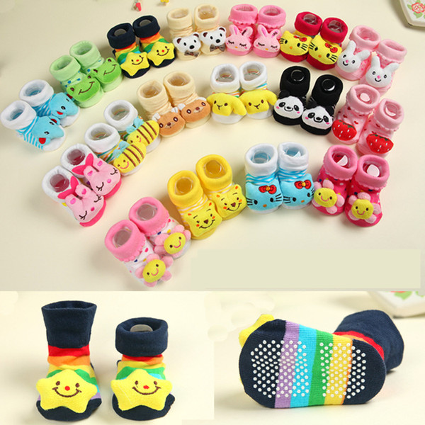 0-1 years old baby cotton socks cute cartoon three-dimensional animal doll slip kids socks toddler floor warm socks