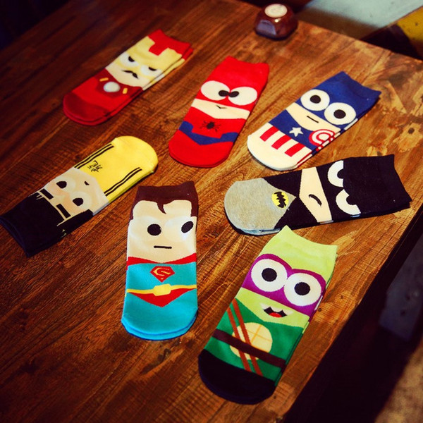 2019 newest 7 styles high quality avengers sports boat socks superhero captain America cartoon cotton mens boys socks NC012