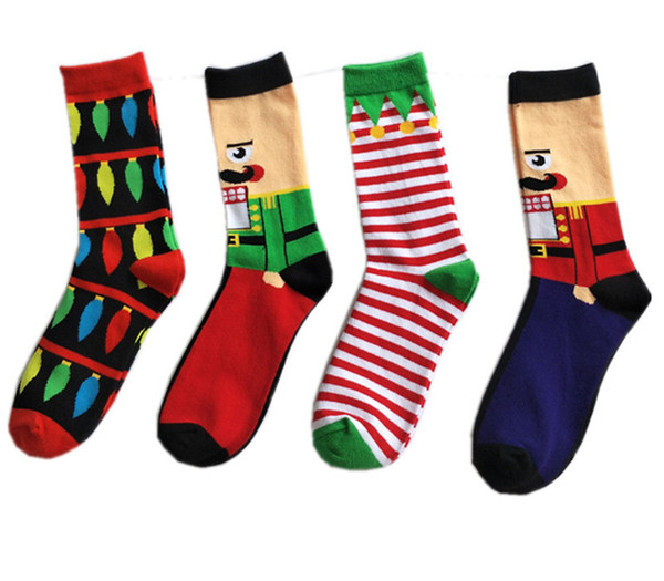 Men's Winter Mid-calf Socks Christmas Halloween Cotton Socks Men Autumn Short Stockings Xmas Tree Pumpkin Bat Printed Socks Hosiery 16 Color