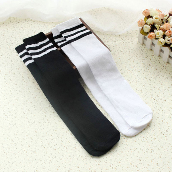 Kids Knee High Socks For Girls Boys Football Stripes Cotton Sports School Style White Socks Skate Children Long Tube Leg Warm