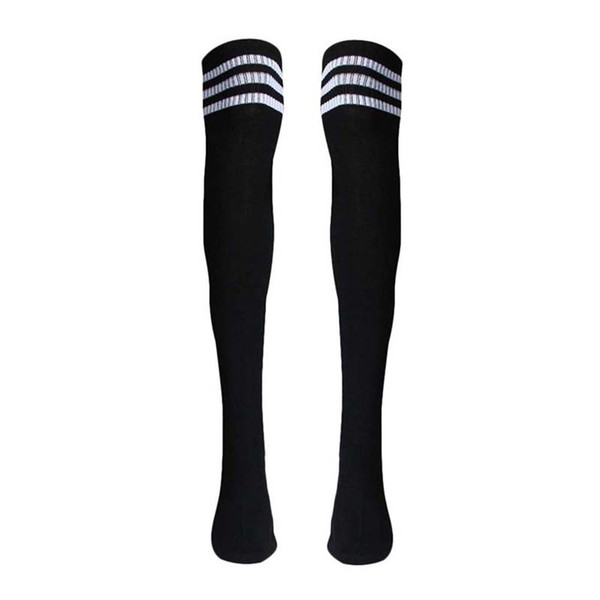 1 Pair Thigh High Socks Over Knee Girls Football Socks (Black)