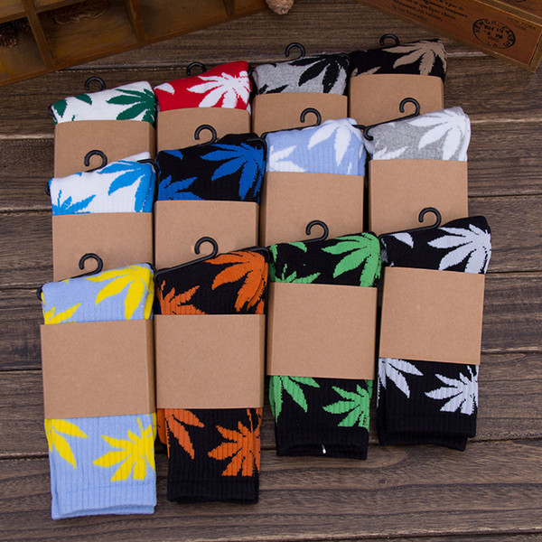 DHL 33 style Hot High Crew Socks Skateboard hiphop socks Leaf Maple Leaves Stockings Cotton man women children Unisex Plantlife Socks E455