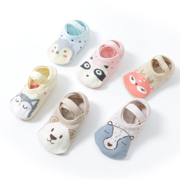 Infant animal anti-skid cute children high quality carton floor walk socks for 1-3T newborn baby girl boy short breathable cotton socks