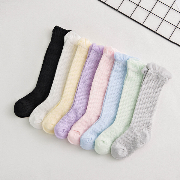 Children Solid Color Socks Baby Summer Mesh Breathable Hollow Child Thin Section Socks Soft Infant Designer Socks 48