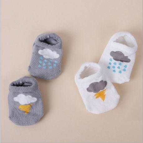 Babies Socks Cute Lightning Clouds Cotton Non-slip Short Socks For Kids 0-4T 15057