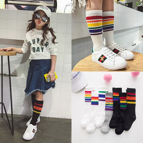 Fashion Baby Socks Cotton Kids Girl Striped Knee Socks Unisex Casual Socks 17020601