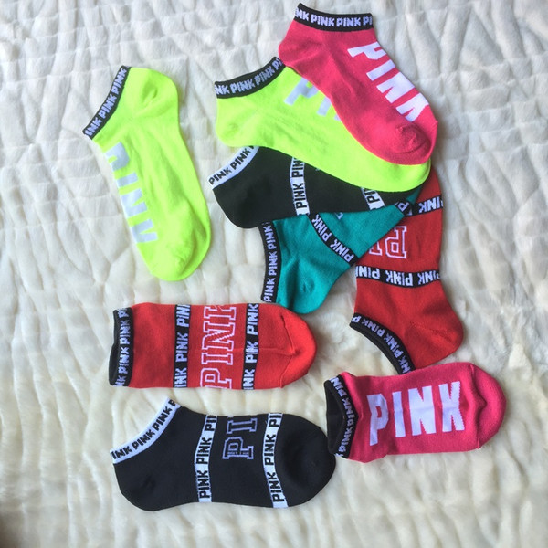 2018 Pink Letter Socks Pink Anklet Sports Hosiery Cotton Fashion Short Socks Slipper Girl Sexy Love Pink Ship Socks Summer Underwear