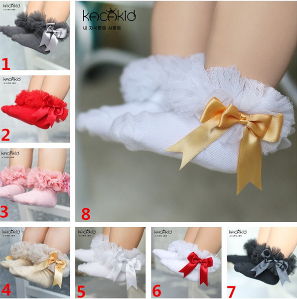 Spring New Baby Girls Lace Socks Kids Net Yarn Lace Short Socks Baby Cotton Sweet Bow Socks